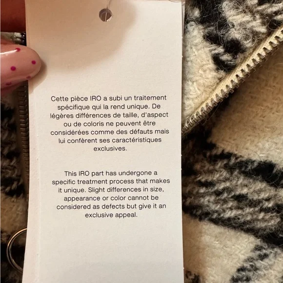 IRO Paris Bika Checked Wool-Blend Half-Zip Sweater Plaid NWT Size 38 - Picture 8 of 16